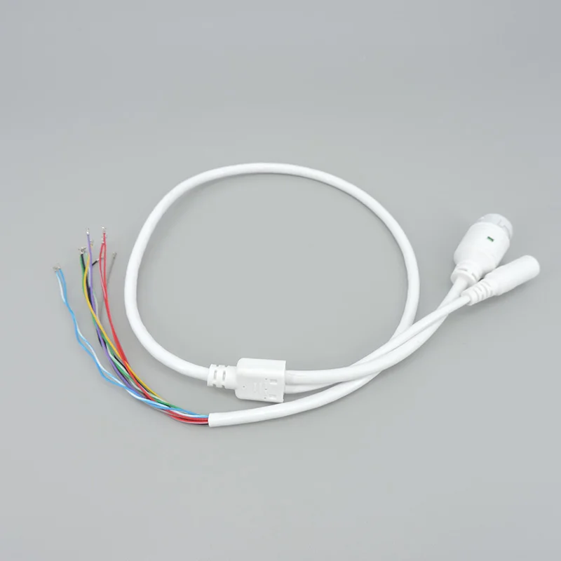 Cámara de red CCTV POE IP, módulo PCB, cable de alimentación de vídeo, conector hembra RJ45 DC, Terminlas impermeables, blanco y negro