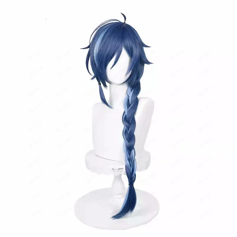 Genshin Impact Cosplay New Skin Kaeya Cosplay Wig 85cm Dark Blue Highlight With Braid Heat Resistant Hair Anime Wigs   Wig Cap