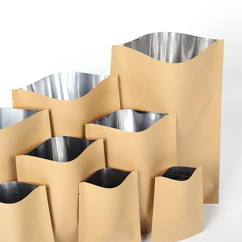 25 Stück Kraftpapier-Heißsiegelbeutel, gefüttert mit Aluminiumfolie, Lebensmittel, Weihnachtsgeschenk, Verpackungsbeutel, Kaffeepulver, Nuss, flache Aufbewahrungsbeutel