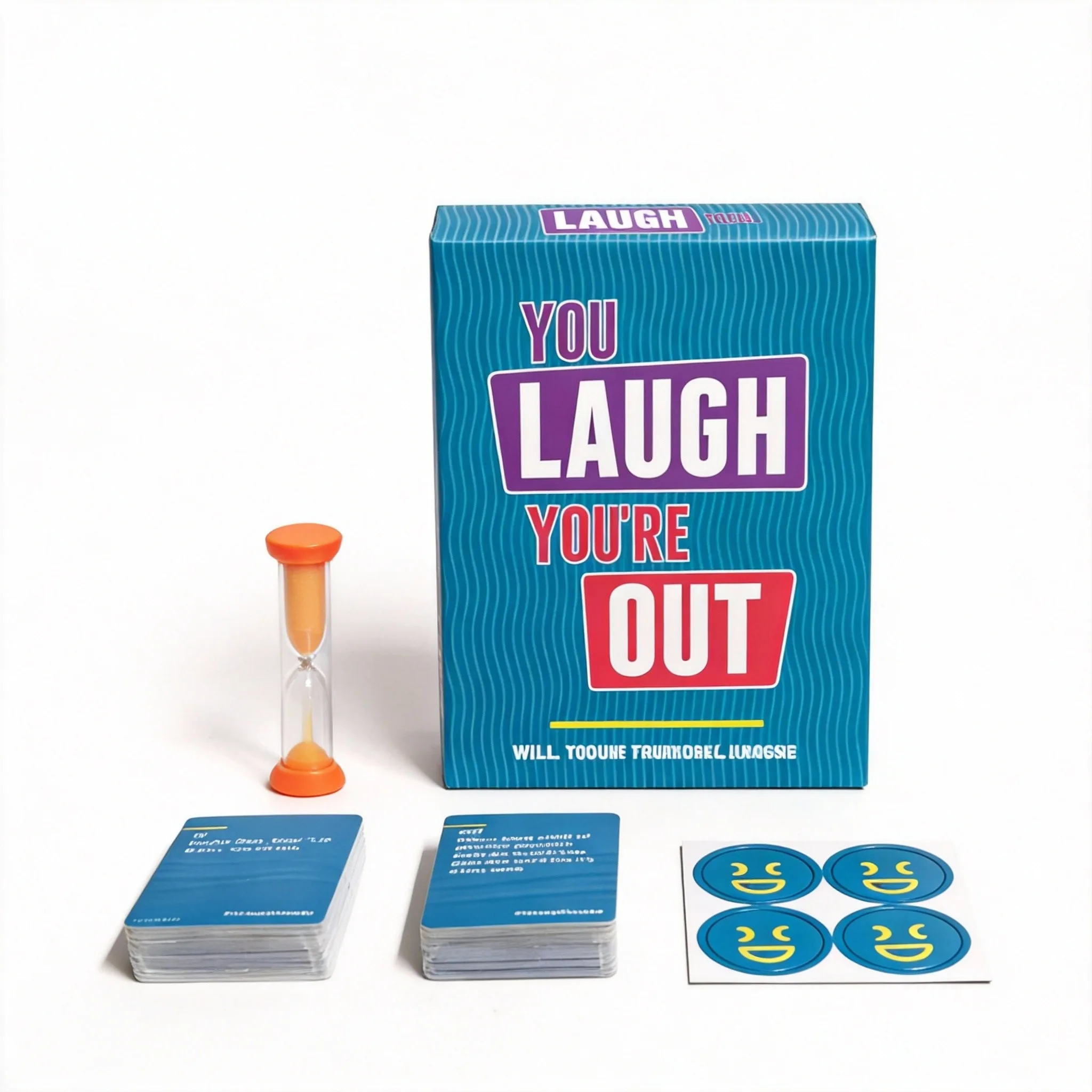 You Laugh You're Out Party Card Game - Hilarious Family Game Night with 125 Cards, 36 Tokens & Timer, Fun for Adults Teens