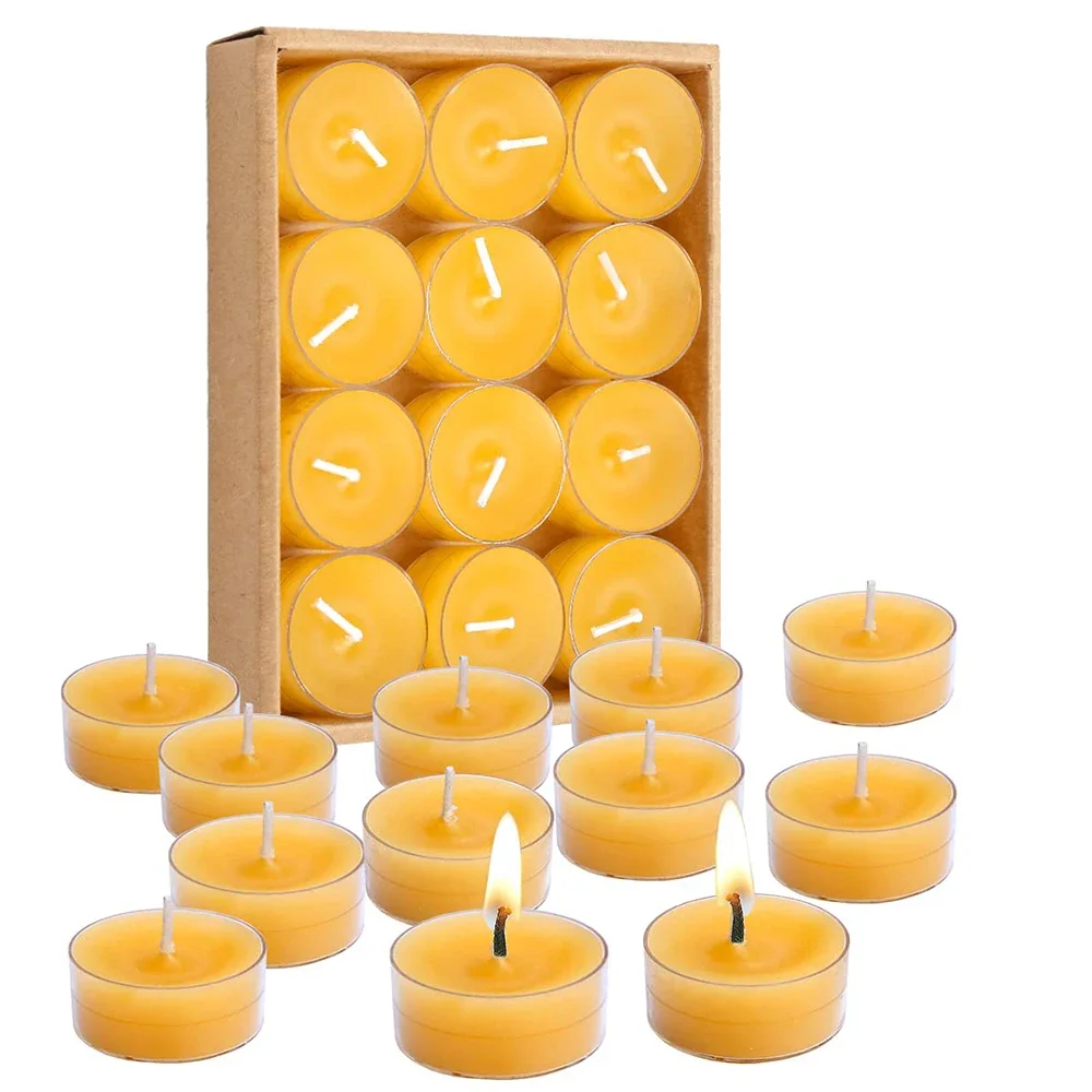 6/12Pack Beeswax Honey Candles for Ritual Tealight Candles Church Prayer Religous Prayer Candles Wholesale Decor Party Birthday