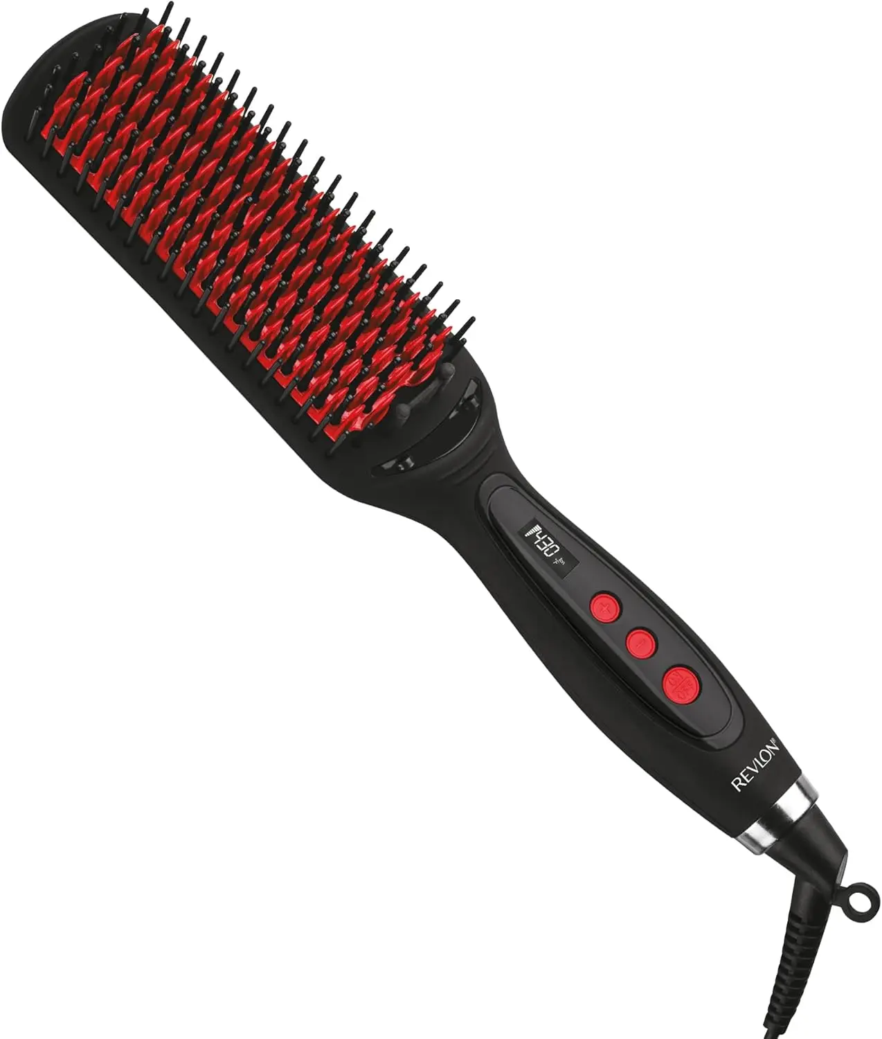 

SmoothStay XL Hair Straightener Brush, Heated Straightening Brush with Coconut Oil Ceramic Plates, Long-Lasting Sleek Results, Reduces Frizz