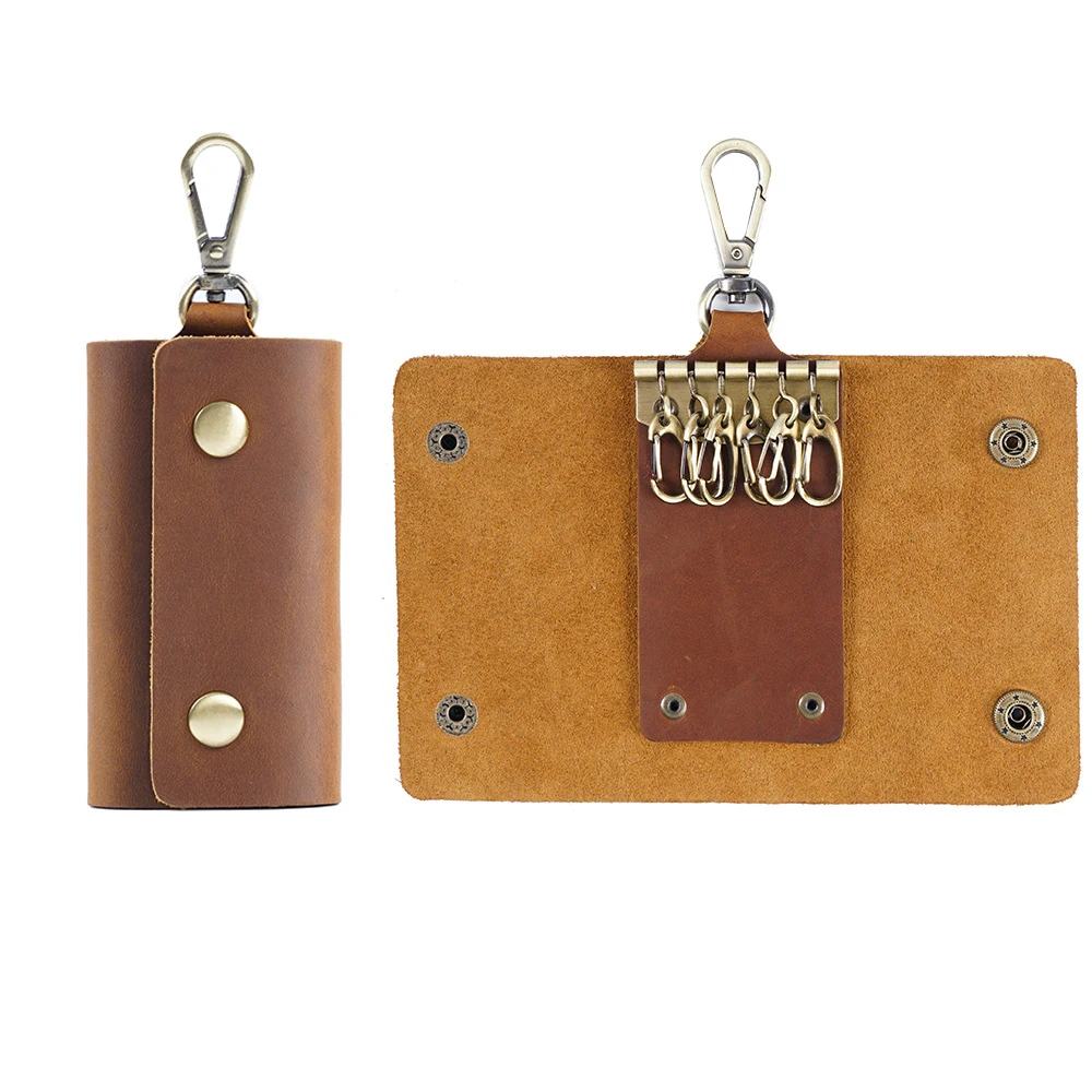 حامل مفاتيح جلدي للرجال - منظم حقيبة مفاتيح معلق على الخصر بمشبك حزام متعدد الوظائف