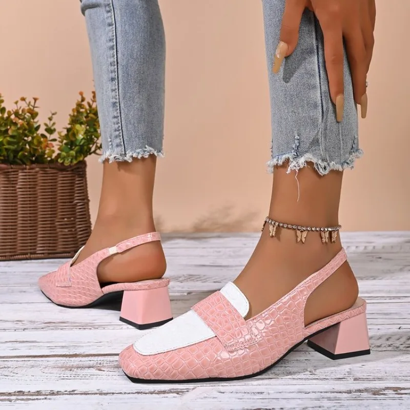 pumps slingback heel shoes women chunky heel fashion shoes footwear work party wedding women pumps view 3