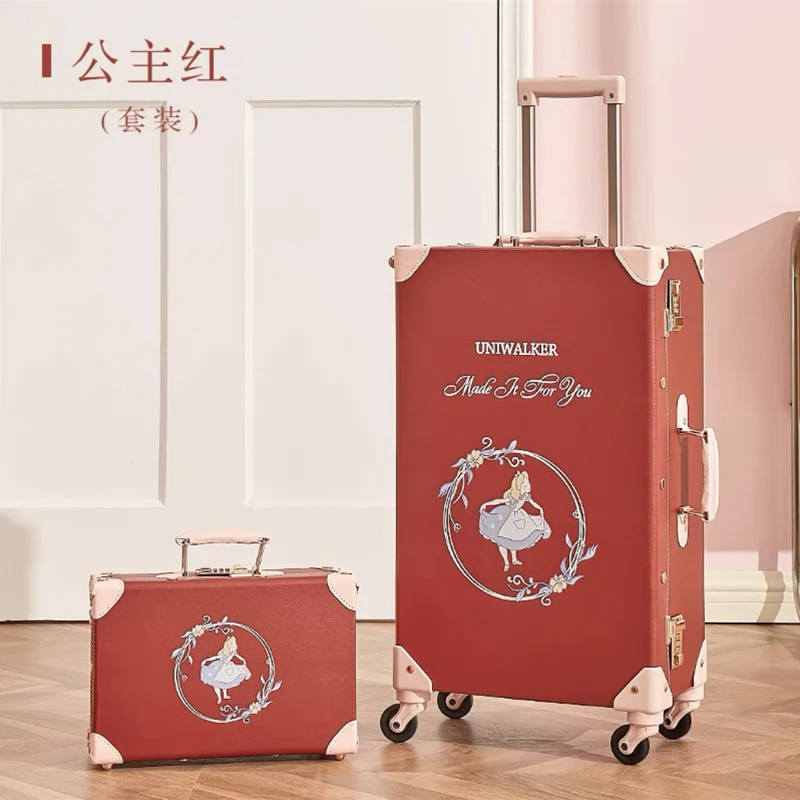 Hot!New Vintage PU Leather Travel Bag Rolling Luggage sets,20