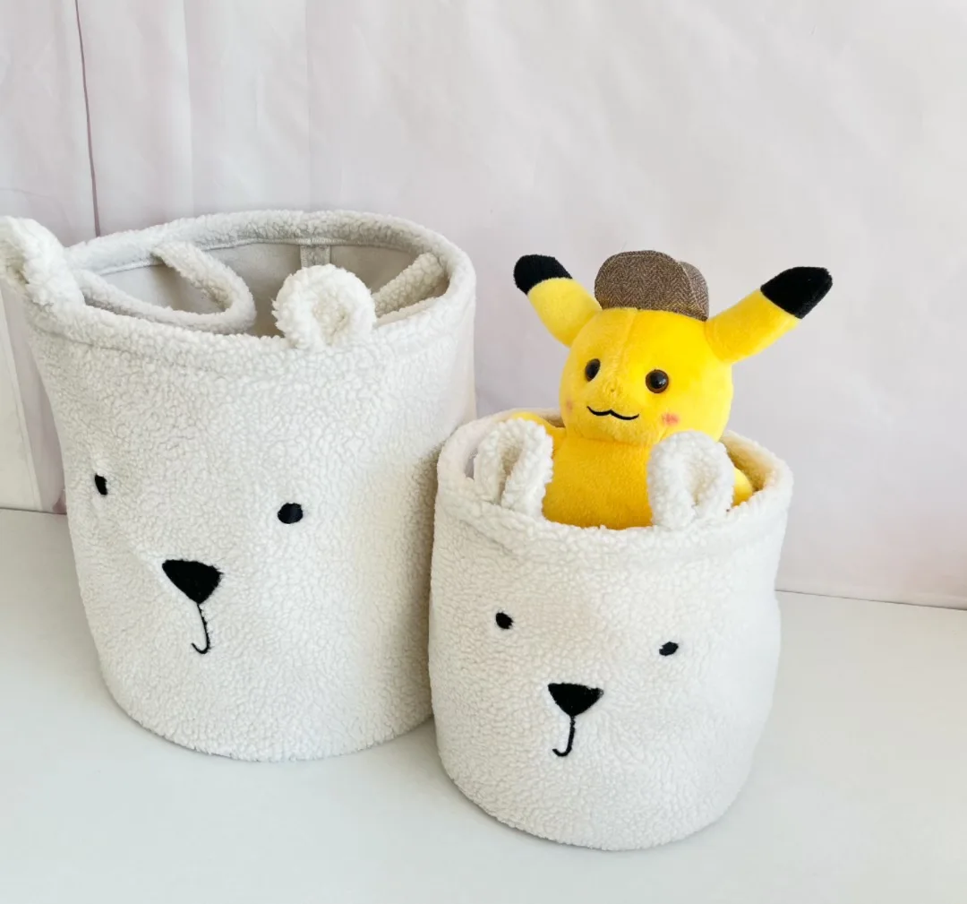 Folding Storage Basket for Children\'s Room, Cute Teddy Bear, Laundry Toys, Soft, Sherpa Sundries, Storage Bag Organizer