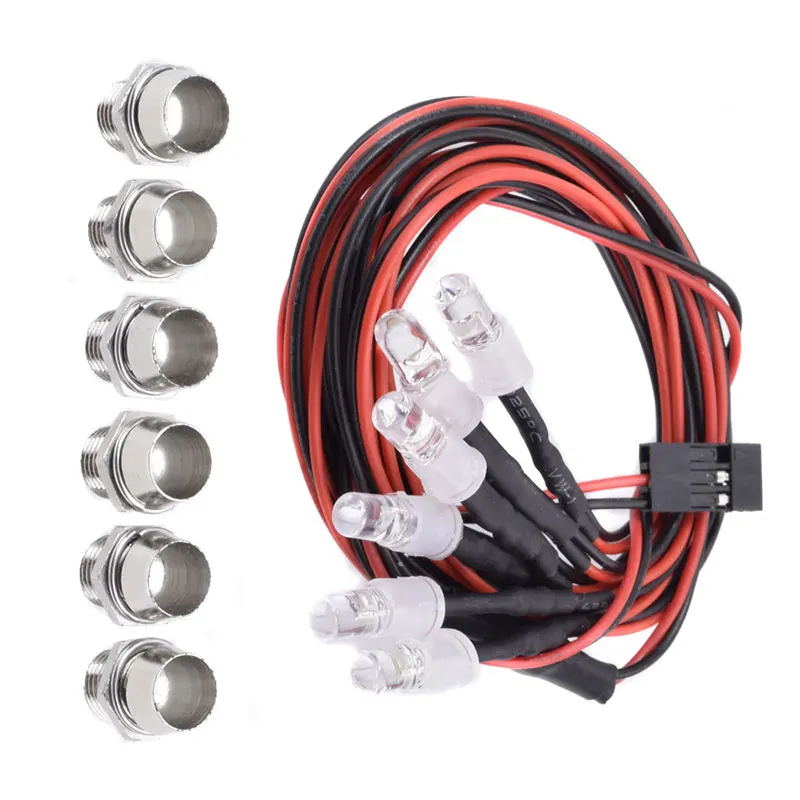 Luci a LED per auto modello RC 2x5mm bianco e 2x5mm rosso e 2x5mm spina JR a luce gialla per auto Buggy Truck