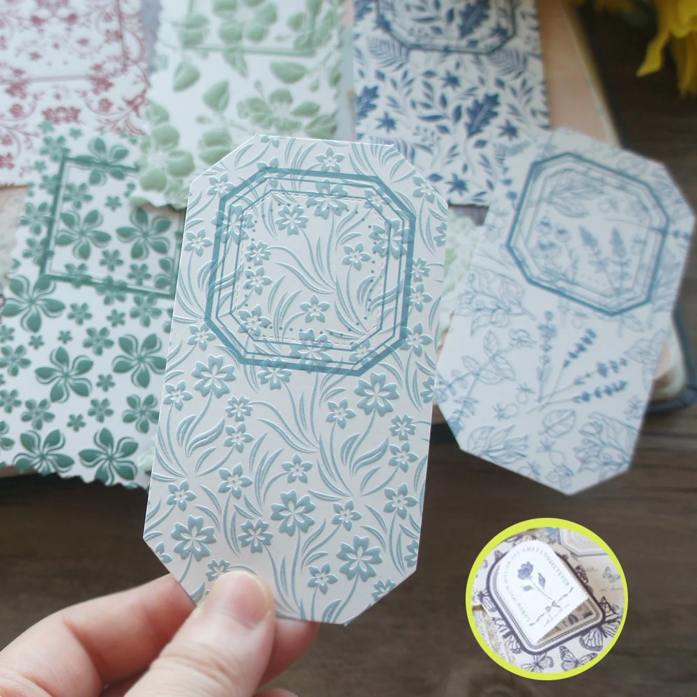 

15pcs Relief Printing Flower Leaves Design Craft Paper As Scrapbooking Background DIY Gift Label Tag Decoration