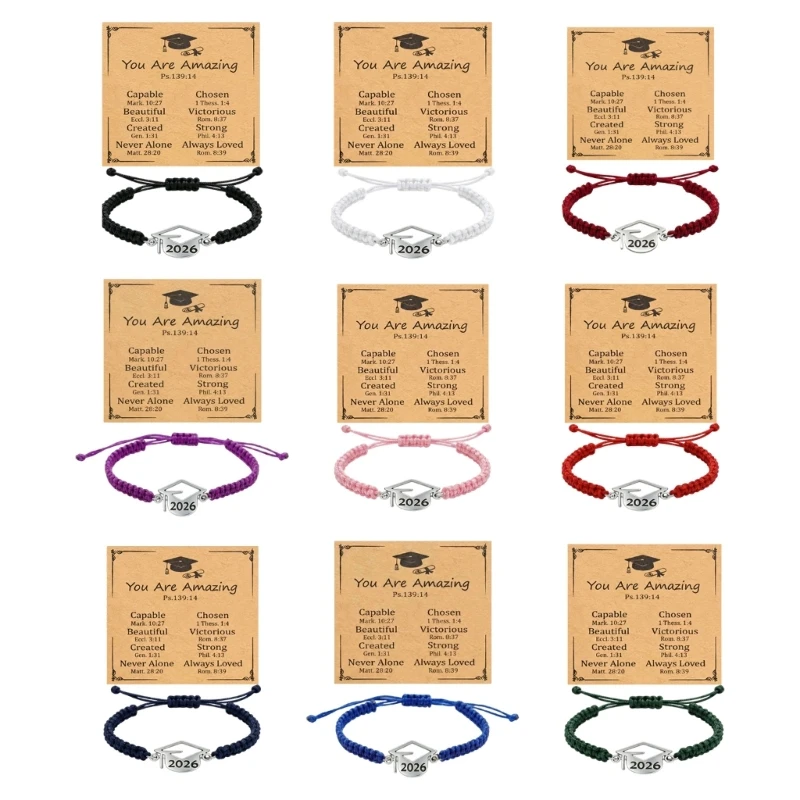 

CORD Elegant Black And White Graduation Rope Bracelet With 2026 Charm Stylish Design