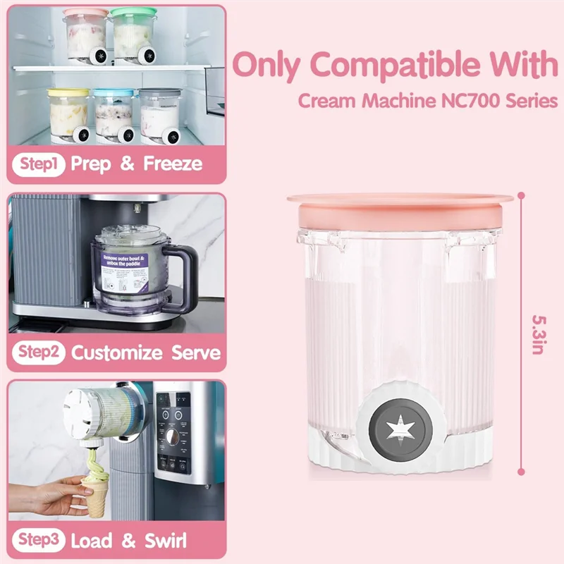 닌자 NC700 NC701 시리즈용 크림 파인트 및 뚜껑 2팩 핫세일, 닌자 스월 아이스크림 & 소프트 아이스크림 메이커용