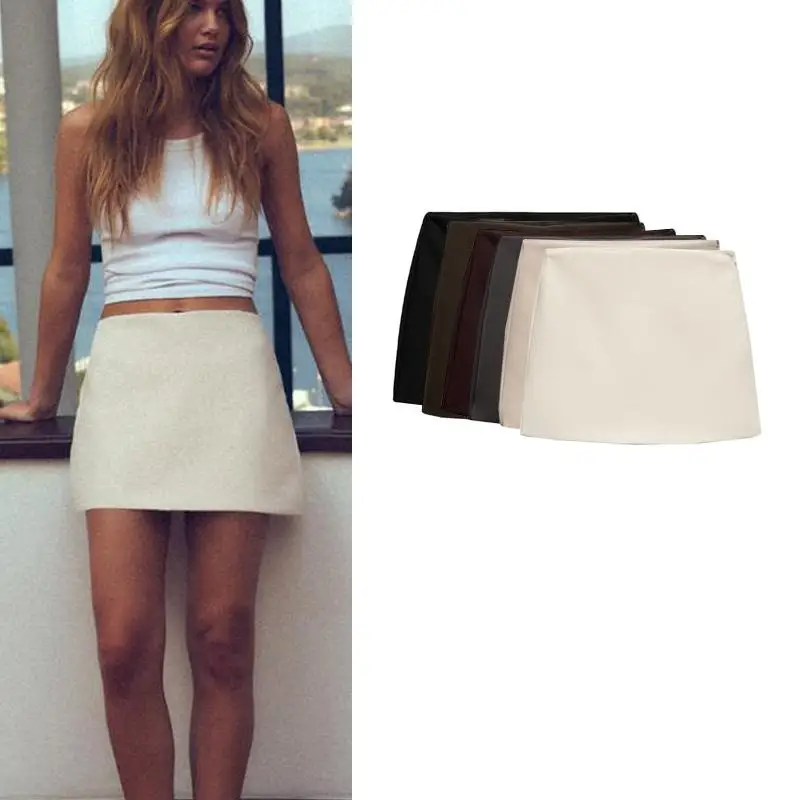 Spring New Arrival High Waist A-Line  Skirt Casual Versatile Comfortable mid Waist Elastic Commute Style Polyester Fiber
