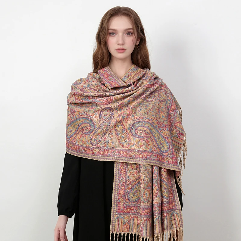 2024 nova moda inverno quente grosso macio cashmere pashmina marca de luxo jacquard cachecol feminino lenço bandana xale bandana