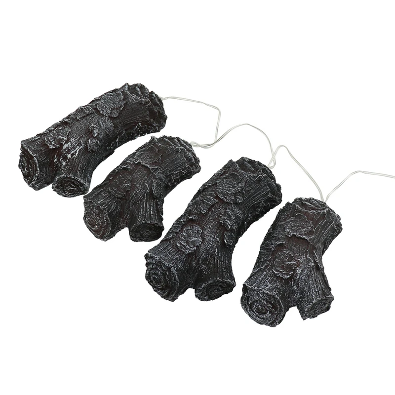 1 Set 3D-Harz-Holzkohle-Lampe, simulierte Holzkohle-Streifen, Kamin-Dekorationszubehör, LED-Carbon-Feuerlicht zur Dekoration – Detail 2
