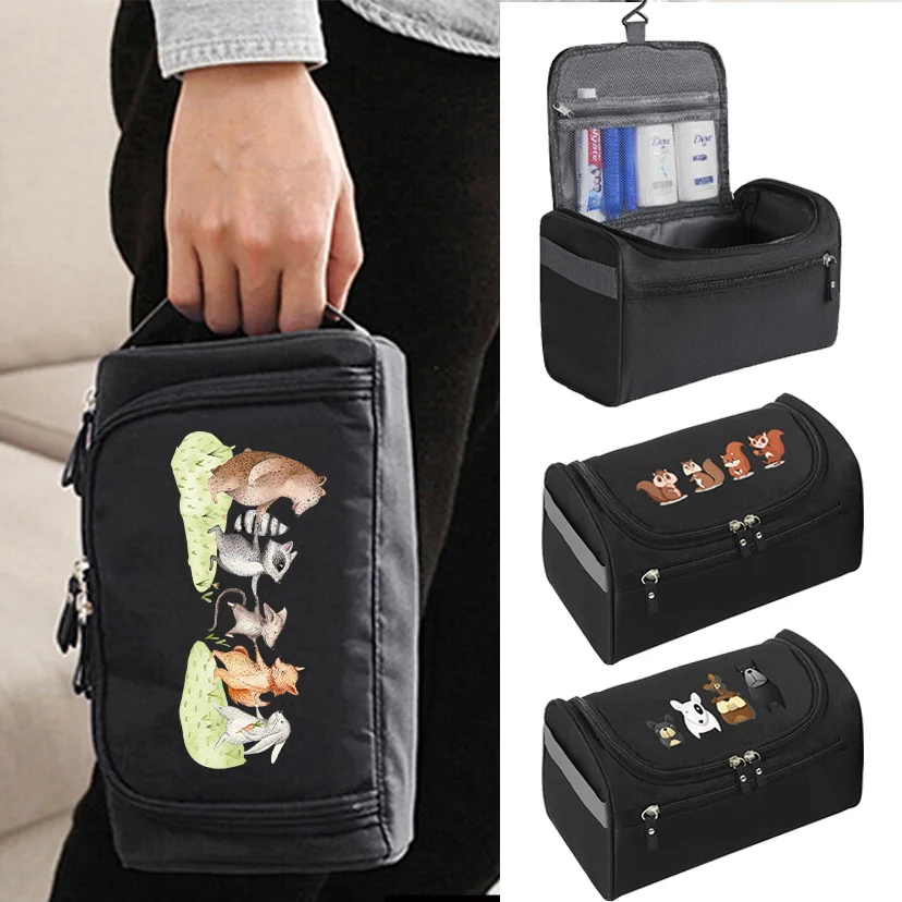 

Men Cosmetic Organizer Bag Functional Hanging Zipper Makeup Case Storage Pouch Toiletry Cartoon Pattern Make Up Wash Bag