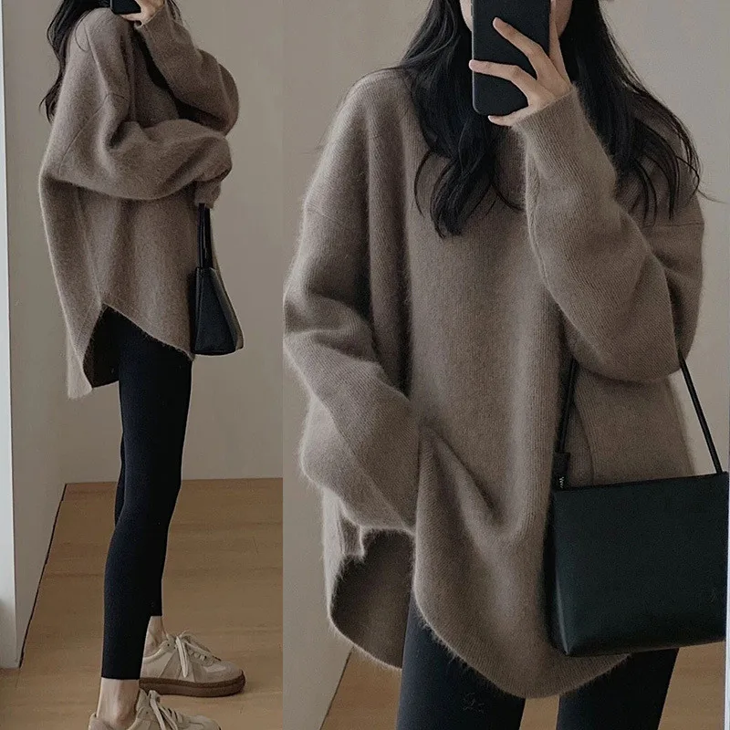 Christmas Jumper Knit Sweater Womens Korean Knitwear Cashmere  sweater Female O Neck Pullover Knit Autumn Winter Tops Ladies 475