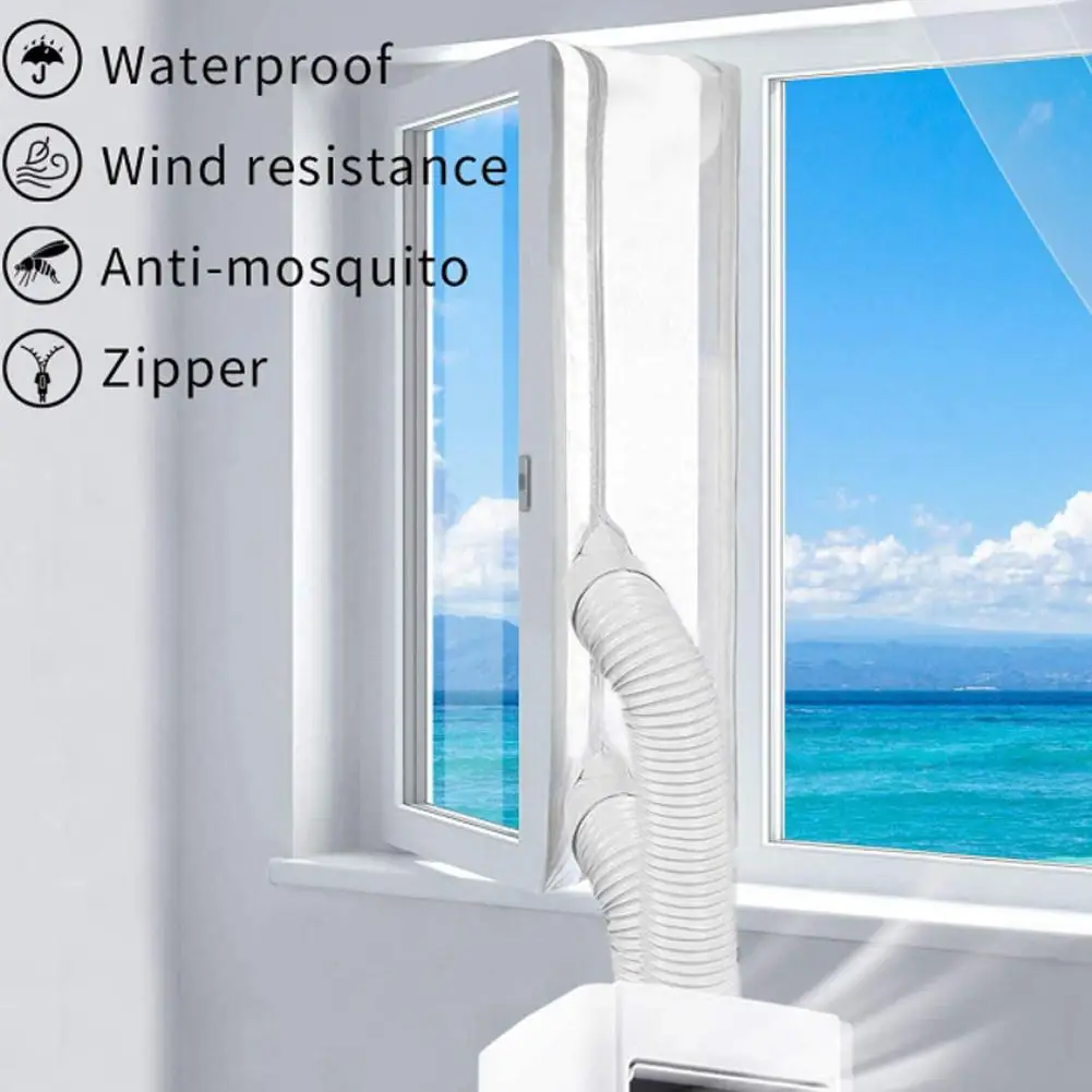 AirLock Window Seal for Portable Air Conditioner,400 Cm Flexible Cloth Sealing Plate Window Seal with With Zip and Adhesive A0U9