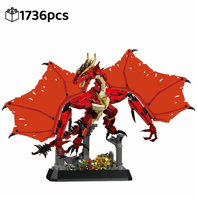 مجموعة بناء تنين النار LED المتوهجة نموذج حيوان أسطوري إبداعي تقني MOC نمط سطح المكتب فكرة هدية للديكور #2