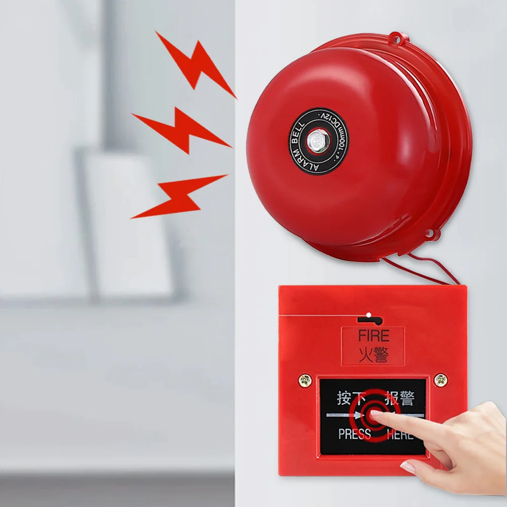 4 Inch Manual Call Point Fire Alarm Resettable Pull Station Metal Fire Control AC 220V Internal Strike Type Electric Bell