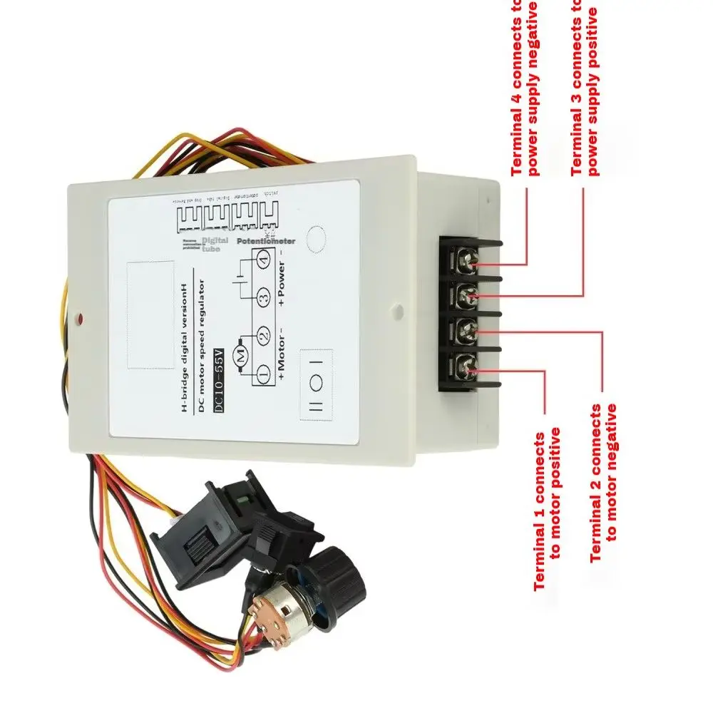 Contrôleur de vitesse de moteur DC10-55V, pont en H, moteur brossé cc 20A, tachymètre numérique, régulateur avant et arrière