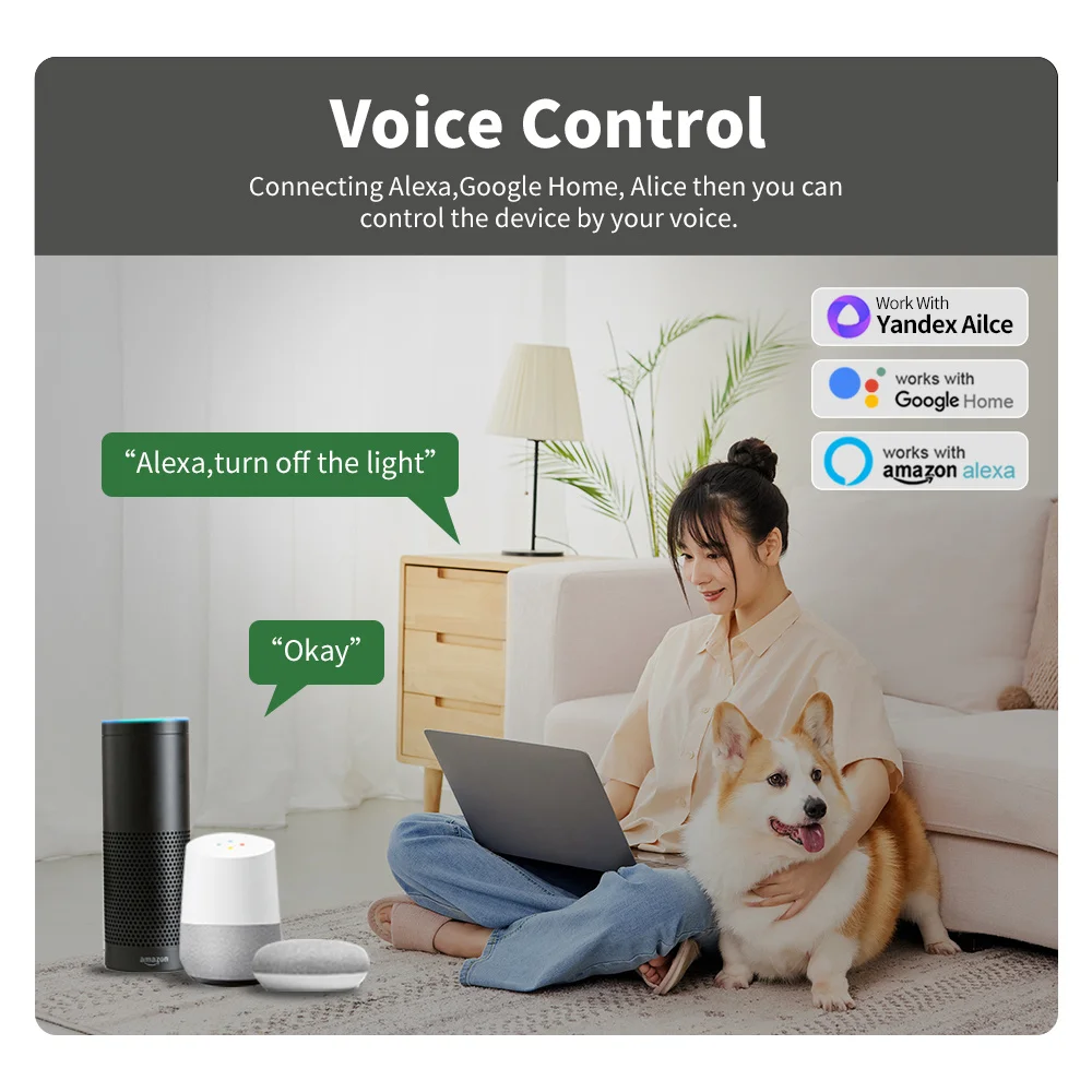 Smart Life,Yours,Alexa,Google Homeと互換性のある,双方向制御モジュールを備えたミニWifiスマートウォールスイッチ