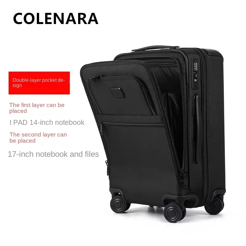 COLENARA Zipper Suitcase Boarding Box Expandable Oxford Cloth Waterproof Trolley Case 20 Inches Universal Wheel Rolling Luggage