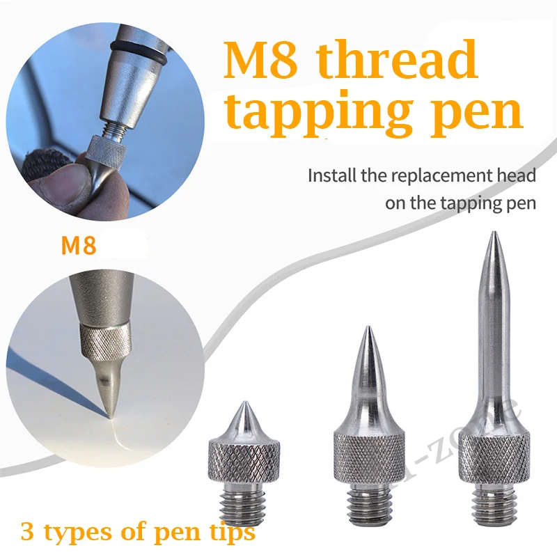 

3Pcs Car Dent Repair Leveling Hammer Replacement Head M8 Threaded Interface Dent Repair Free Sheet Metal Stainless Steel Head