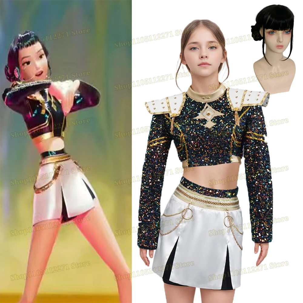 

KPop Demon Hunters Huntrix Girl Group Zoey Mira Cosplay For children Costumes Roleplay Skirt Party Outfits Halloween Fantasy