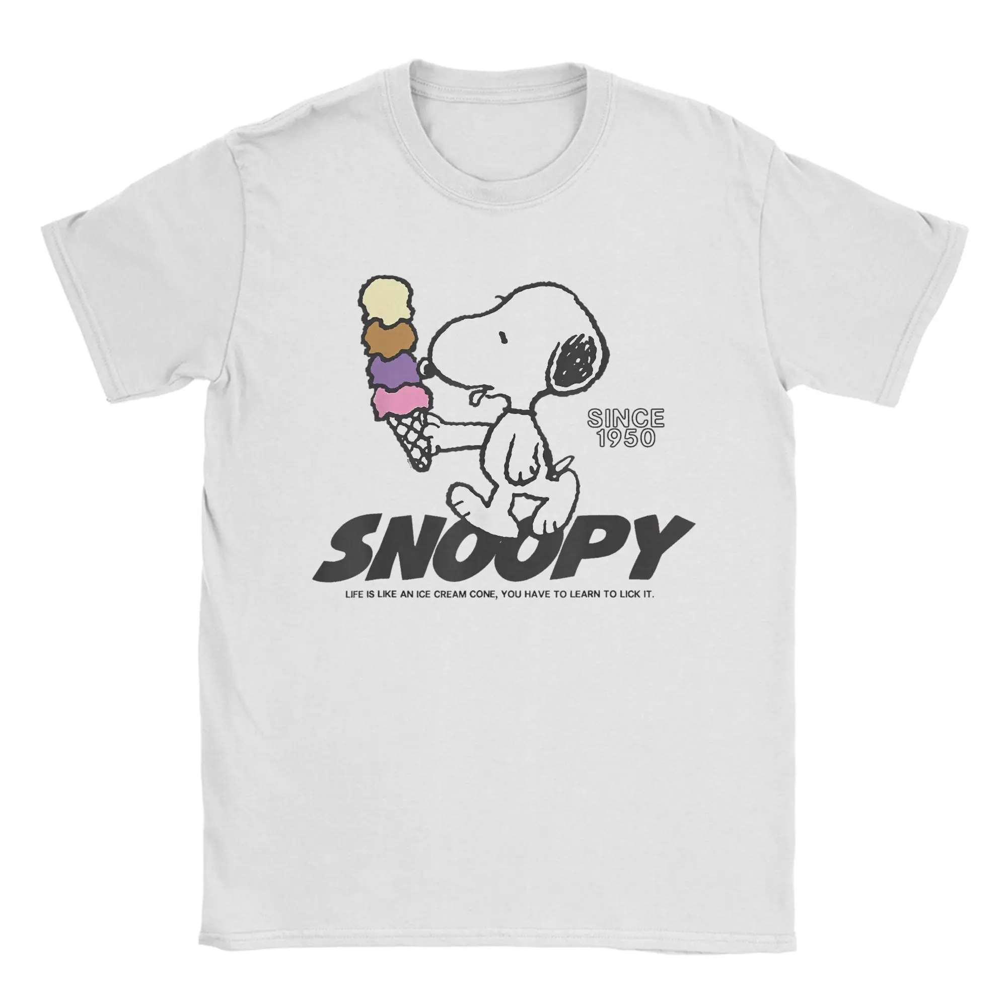 Men Women Snoopy Ice Cream Cone T Shirts Cartoon Pure Cotton Clothes Vintage Short Sleeve O Neck Tee Shirt Graphic T-Shirts