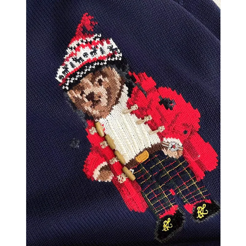 2025 New Men Women Autumn And Winter Christmas Sweater Embroidery Rl Bear Long Sleeve Knitted Pullover Couples Cotton Jumper