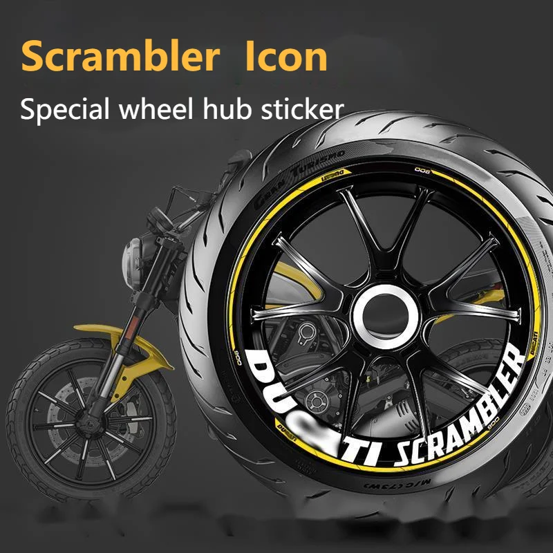 Motorcycle Wheel Hub with Letter Stickers and Reflective for Ducati Scrambler Icon 800