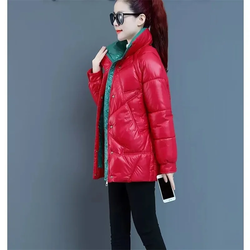 Capispalla in cotone con colletto alla coreana moda donna coreana 2025 Piumino da donna a maniche lunghe Cappotto imbottito in cotone femminile invernale