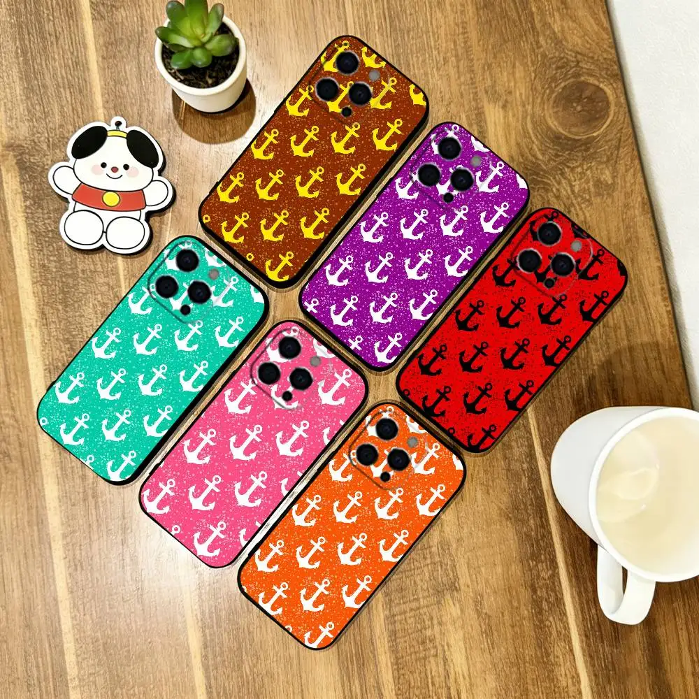 

Marine Anchor Phone Case For iPhone 17, 16,15,14,13,12,11 Plus,Pro Max, Others Soft Silicone Black Cover