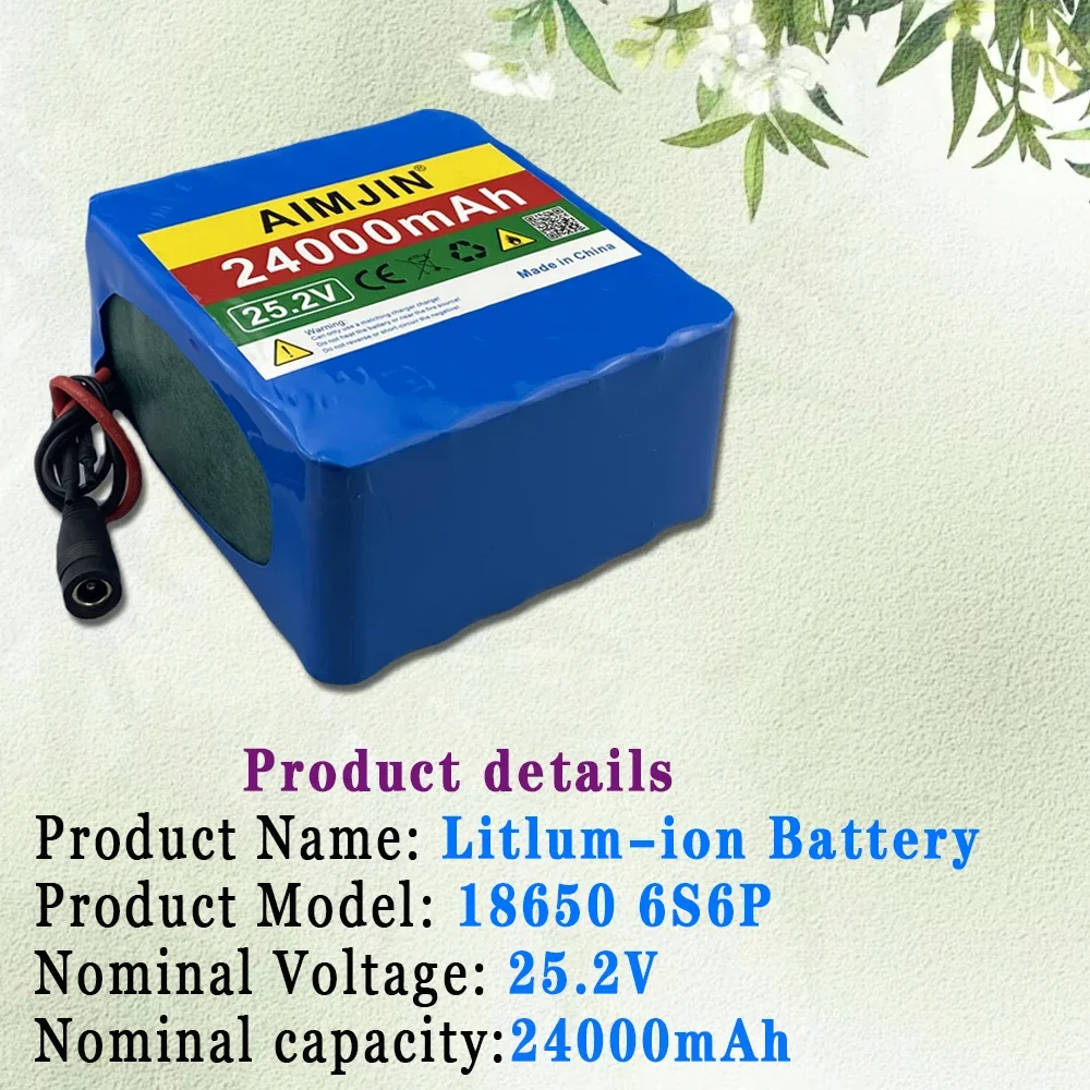 original 6S6P 25.2V 24000mAh 18650 lithium battery packrechargeable battery pack with Built in intelligent BSM