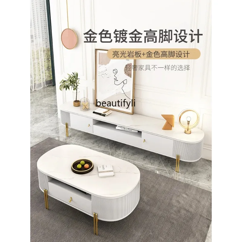 A443 لوحة حجرية خفيفة ساطعة طاولة القهوة تلفزيون خزانة مزيج الحد الأدنى قوس ضوء طاولة القهوة الفاخرة جوهرة الأزرق