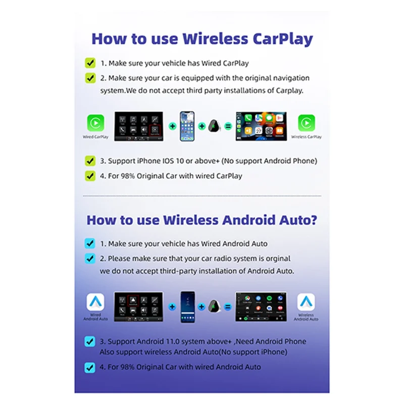 محول B03B-Wireless Mini لسيارة Carplay Android Auto، يحول سلكيًا إلى اتصال لاسلكيًا سريعًا ومستقرًا، BT 5.0، 5Ghz Wifi Ada #3