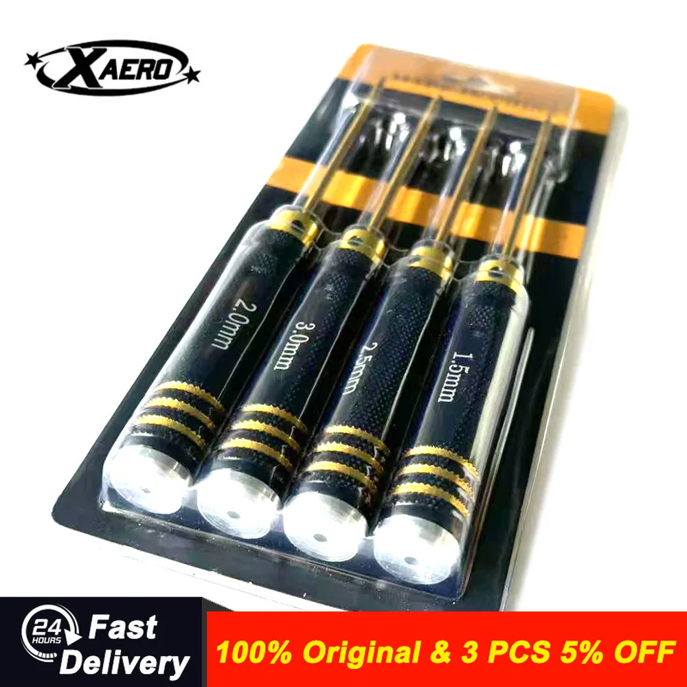 XAERO Titanium Coated Hex Driver Set H1.5/2/2.5/3mm, Precision Screwdriver for RC Models