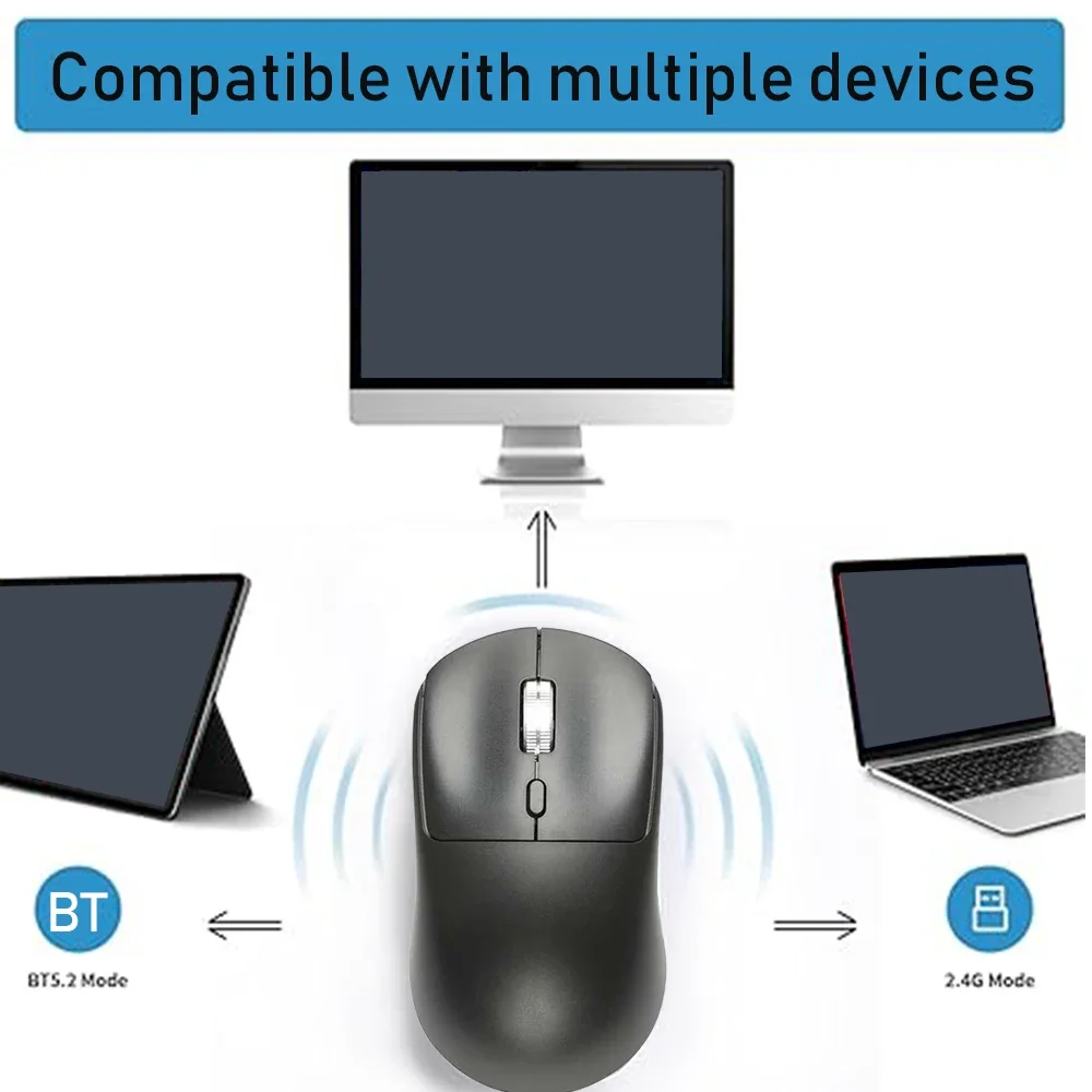 ماوس لاسلكي 2.4G متوافق مع بلوتوث، ماوس كمبيوتر مريح للألعاب مزدوج الوضع لأجهزة الكمبيوتر المحمول والمكتب المنزلي وماوس لاسلكي #6