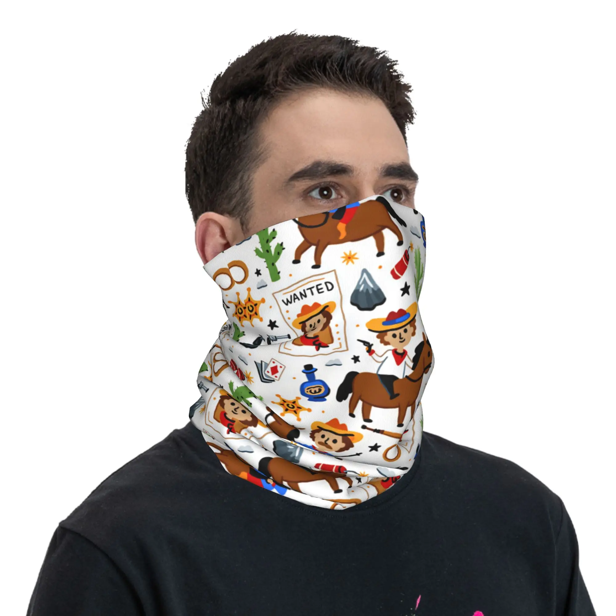Cartoon Kids Western Cowboy Balaclava Hunting Fishing Cycling Mask UV Protection Soft Motorcycle Face Masks Spring Scarf Bandana view 2