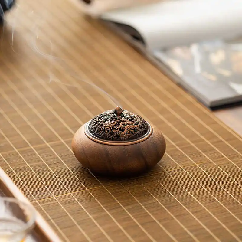 New Chinese Style Wooden Indoor Home Commercial Essential Oil Aromatherapy Decorative Items Creative Incense Tray Tea Ceremon...
