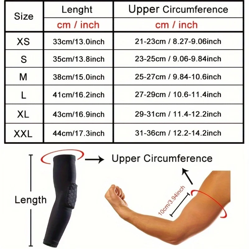 2Pcs Honeycomb Anti Collision Padded Arm Sleeves，Elbow Brace Basketball Shooter Sleeves Arm Compression Sleeves for Basketball