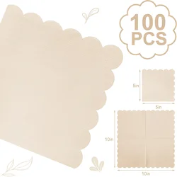 50-300PCS Paper Napkins Disposable Party Napkin Beverage Napkins Scalloped Cocktail Napkins for Wedding Dinner Birthday 5x5Inch
