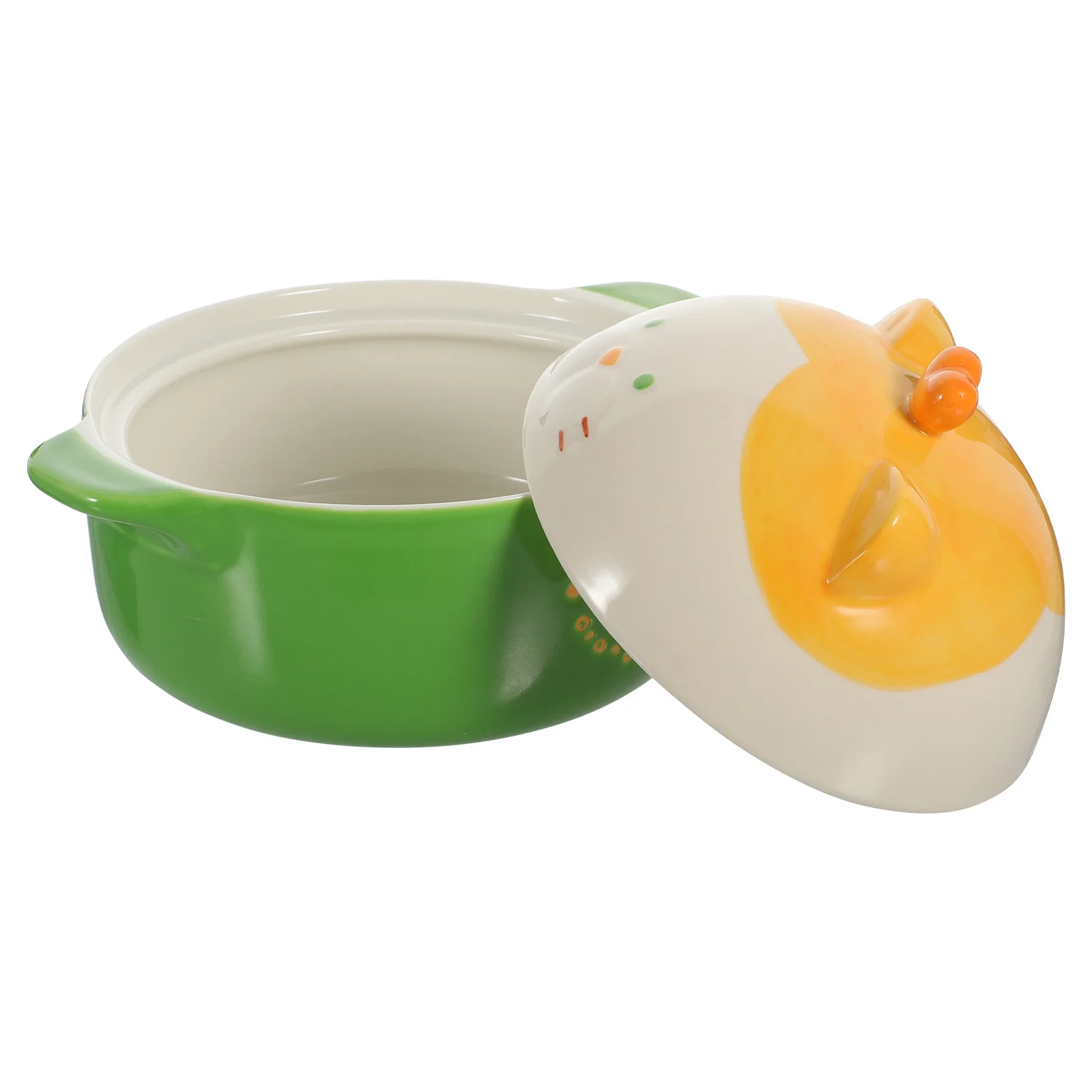 

Ceramic Ramen Bowl Cat Design Lid Handle Fruit Salad Soup Bowl Office Dorm Kitchen Dining Tableware Soup Bowls