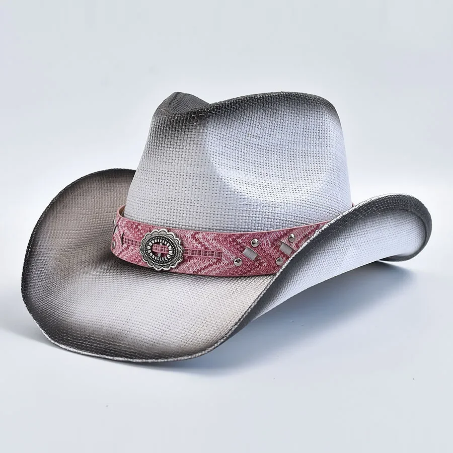 

Western Style Straw Hat for Men Women Summer Outdoor Beach Sun Hat Cowgirl Jazz Hat Sombrero Hombre