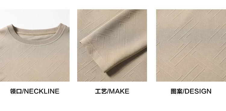 Herren-Oberteil mit Rundhalsausschnitt und langen Ärmeln, geometrischer, erhabener Textur, Jacquard-Stoff, locker geschnitten, geeignet für Büro, Pendeln und Freizeitoutfits. – Detail 5