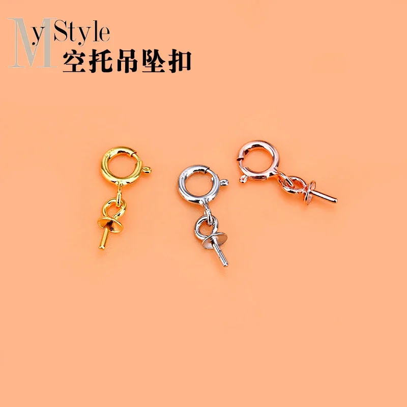 5 قطعة 925 الفضة النقية QQ زر علبة فارغة زهرة صينية الخرز قلادة من اليشم زر رئيس اليد المنسوجة مجوهرات لتقوم بها بنفسك اكسسوارات #1