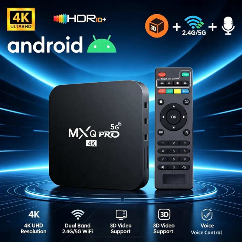 

MXQ PRO TV BOX Android S905L 2.4G&5G WiFi Original Quad Core Youtube Media Player Mxq Pro 4K Set Top Box IPTV Netflix YouTube