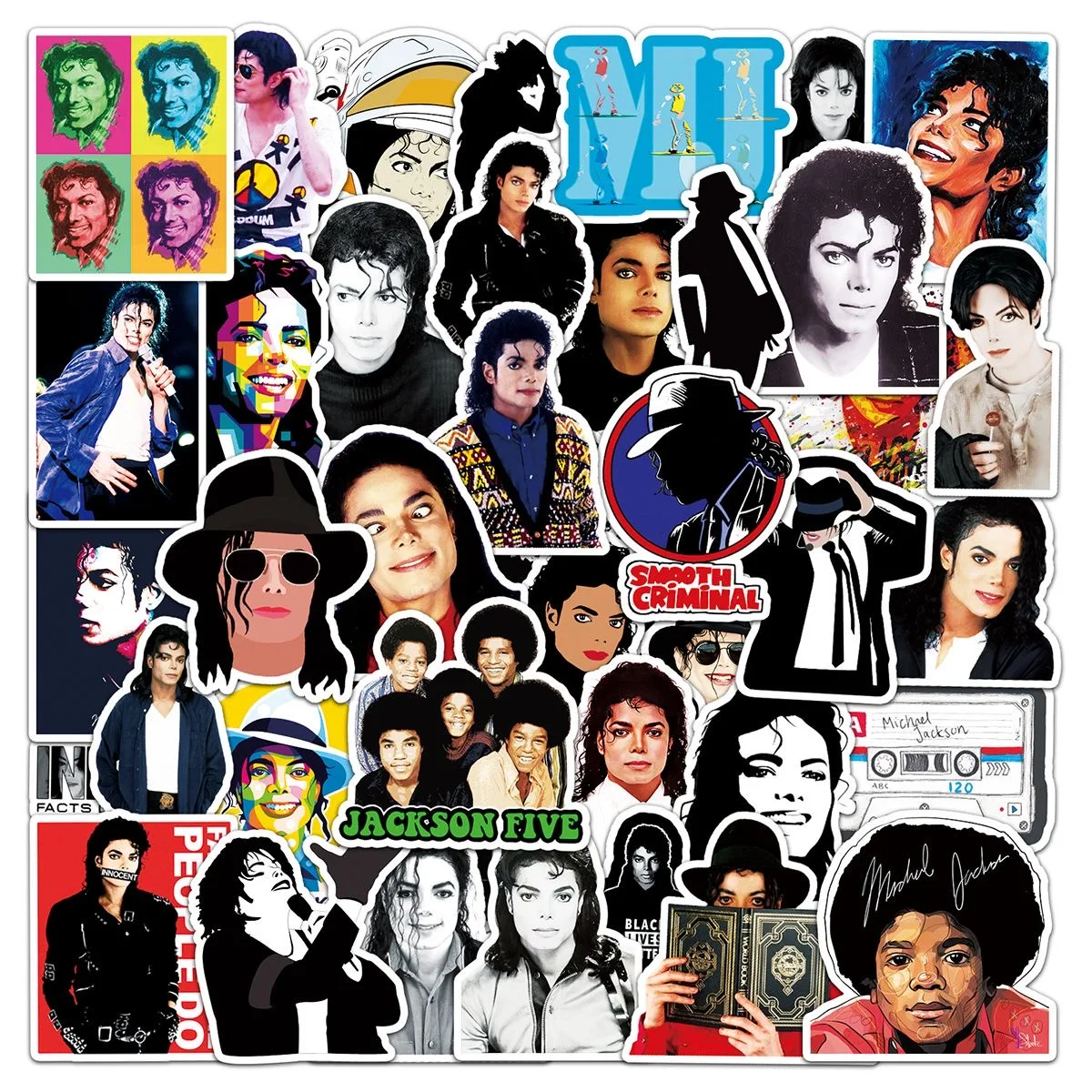 50Pcs Michael Jackson Graffiti Stickers Water Bottle Laptop Phone Bicycle Luggage Case Skateboard Phone Sticker Decor Props