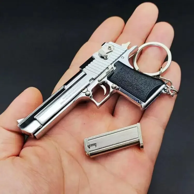 1:3 Desert Eagle Pistol Alloy Mini Gun Model Keychain Gold-plated Bag Pendant Detachable Toy Gun For Adult Kids Gift