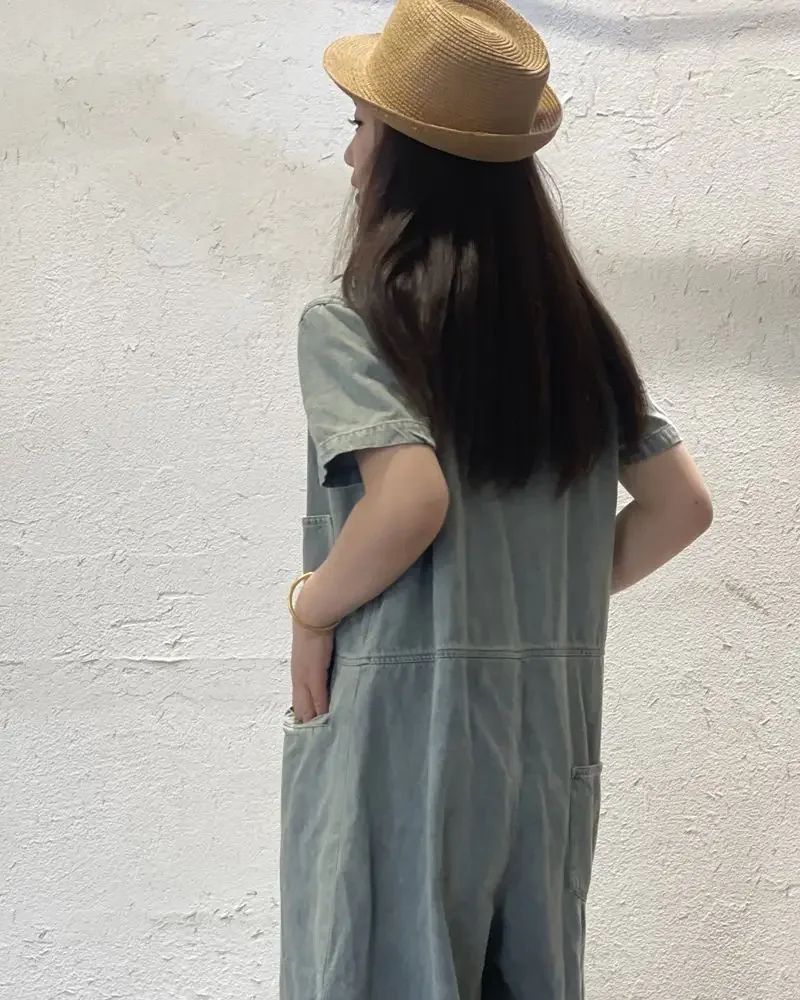 2025 Summer New Women's Cowboy Jumpsuit Loose Commuter Wide Leg Pants