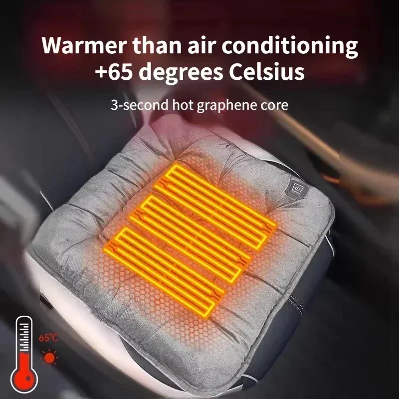 

NEW Winter Graphene Car Heating Cushion USB Electric Heating Cushion Intelligent Thermostat Heating Plush Seat Cushion